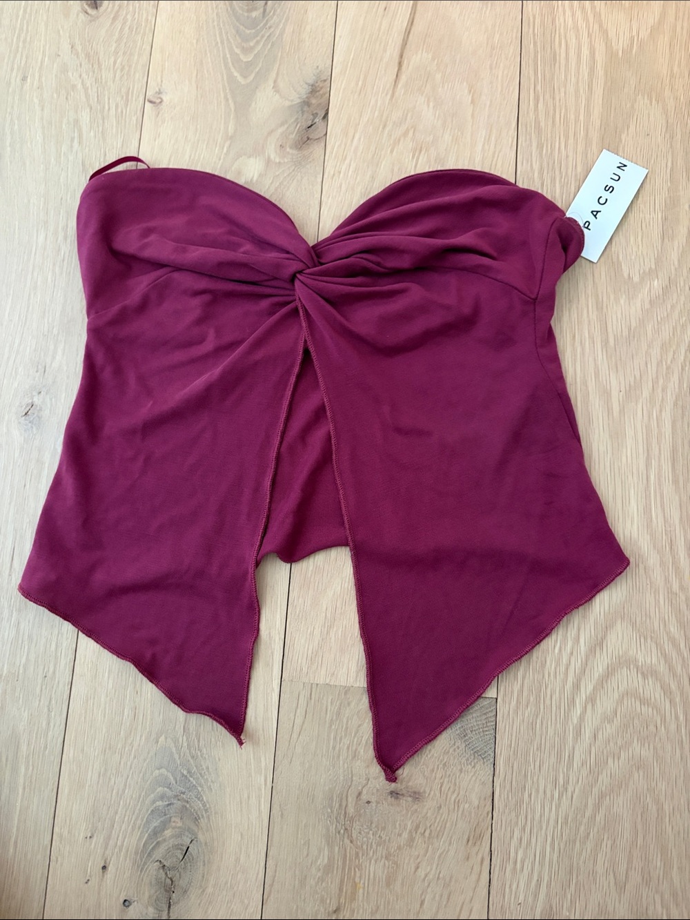 PacSun Twist Front Strapless Crop Top - Deep Wine Small